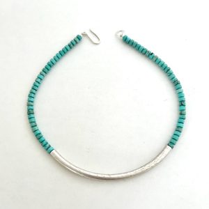 Turquoise Silver Tube Necklace II