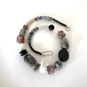 Pink Grey Black Mixed Stone Necklace