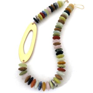 Mixed Stone Saucer Gold Necklace I