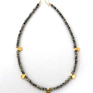 Dalmatian Jasper Gold Necklace V