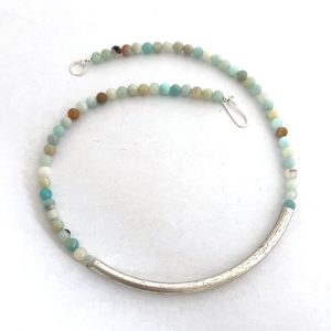 Amazonite Silver Tube Necklace II