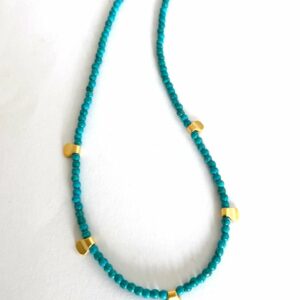 Turquoise Gold Pinched Nugget Necklace II