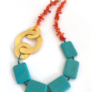 Gold Turquoise Coral II Necklace